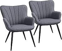 Vista 23 de Yaheetech Silla de Brazos de Piel Sintética PU, Silla Decorativa Moderna con Patas Metálicas, Cómoda Silla Barril Tapizada para Sala de Estar, Marrón