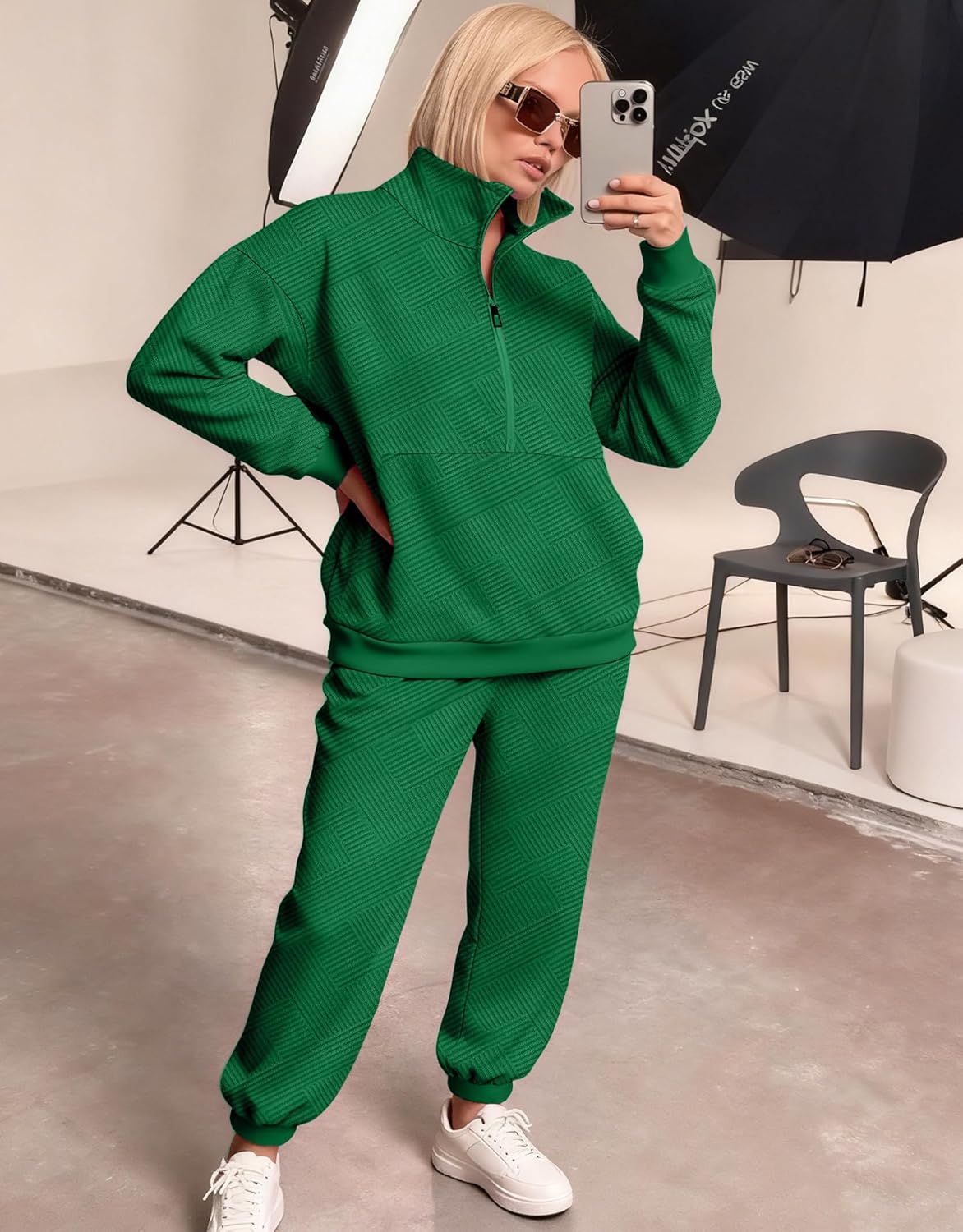 Bealin 2 Piece Sets for Women Sweatsuit Long Sleeve Half Zip Tops and Sweatpants Workout Tracksuit Matching Sets - Image 5