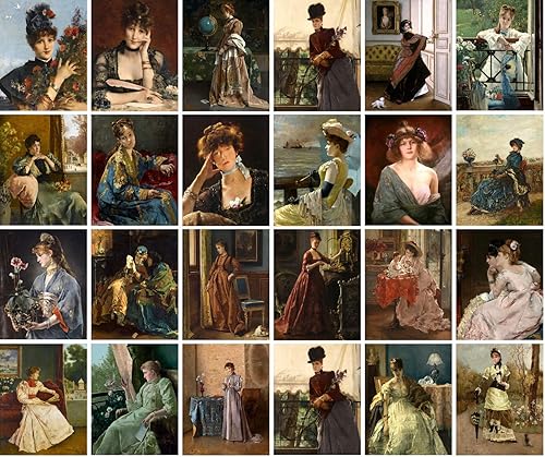 Miniatura 2 de Postales vintage de 24 piezas de retratos de señora del período fino del museo de la pintura del arte retro reimpresión