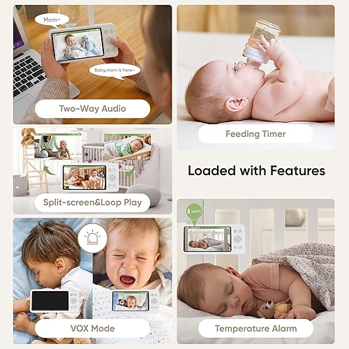 Miniatura 9 de bonoch Unidad de cámara de bebé adicional para BBM14/BBM16 solamente, cámara de monitor de bebé de video HD 1440p sin WiFi, pantalla dividida,