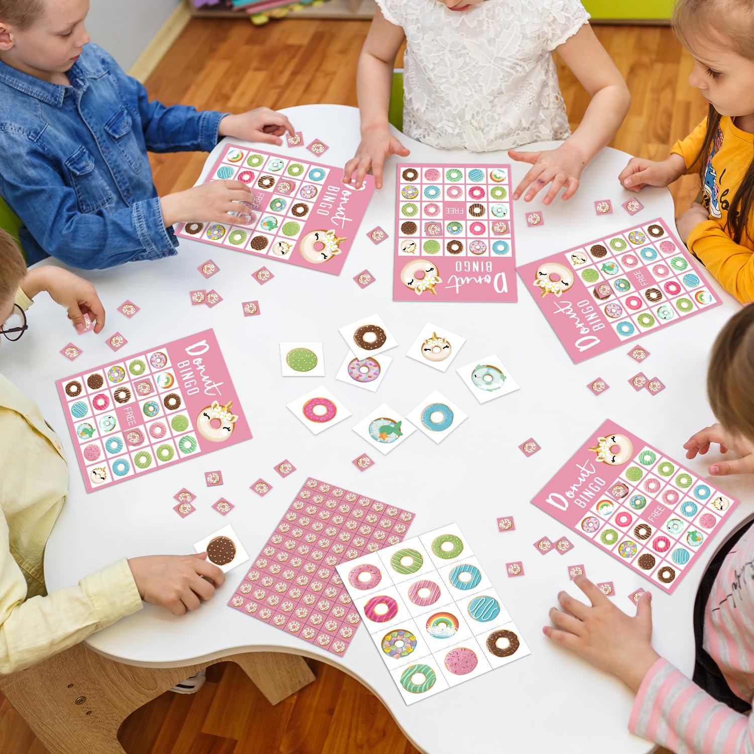 YUEXLL Donut Shop Bingo Game – 24 Player Set With 5x7 Inch Cards, Markers, And Calling Chips For Parties & Family Game Night - View #9