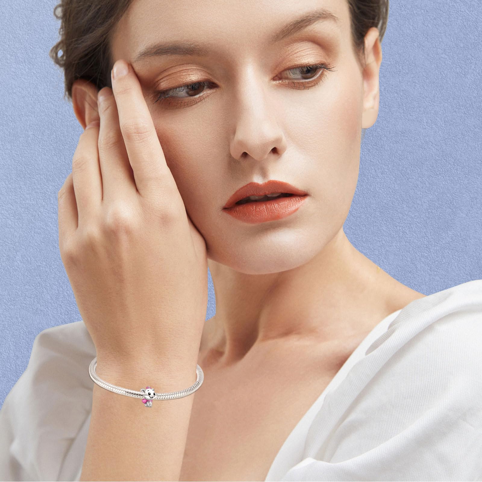 RMMY Charm 925 Sterling Silver Heart Mom Lucky Mouse Movie Pendant Dangle Beads for European Necklaces and Bracelets Valentine's Day Mother's Day Gifts con Gioielli di Zirconia