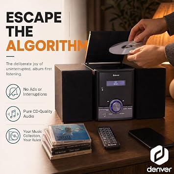 Denver CD Player for Home Mini Hifi System - DAB Radio with CD Player, Hi Fi music System with Bluetooth Stereo System, USB & Remote - MDA-285