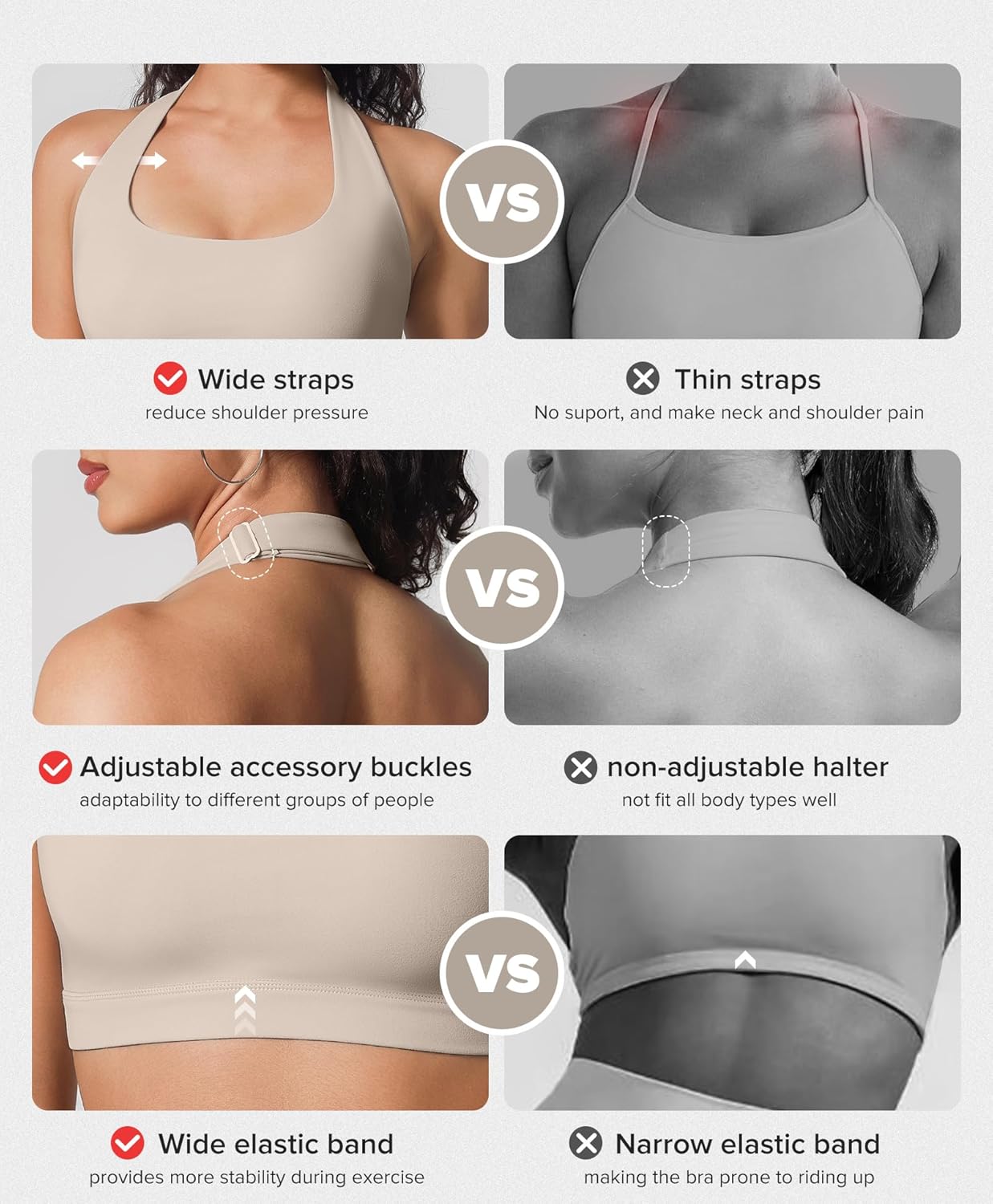 BRXL Women's Halter Adjustable Sports Bras Open Back Padded Workout Gym Yoga Crop Tank Tops - Image 2