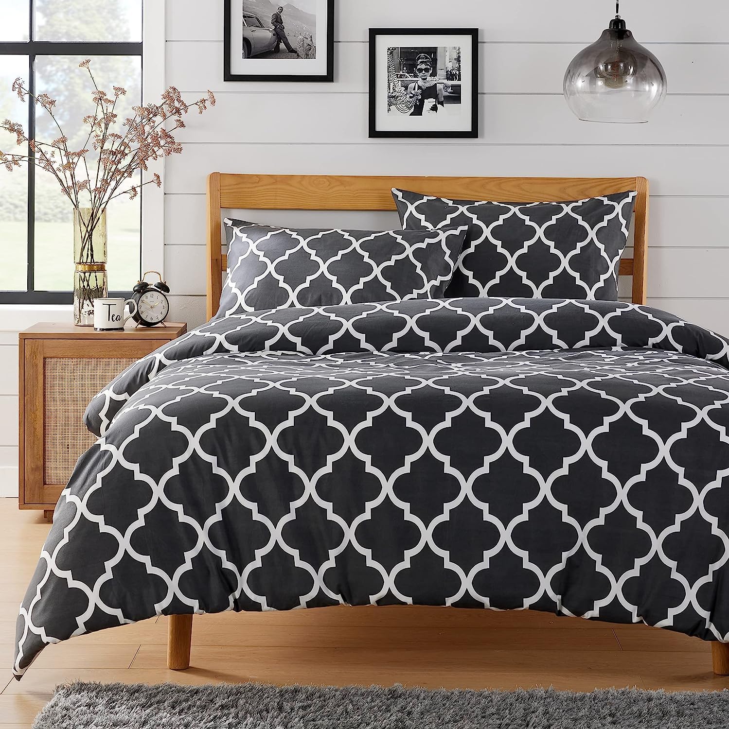 Comfort-Style Reversible Printed Duvet Cover Set With Pillowcases - 100% Polyester Breathable Hypoallergenic Bedding Sets - Double Szie Quilt Cover (Marrakesh Grey) โ image 1