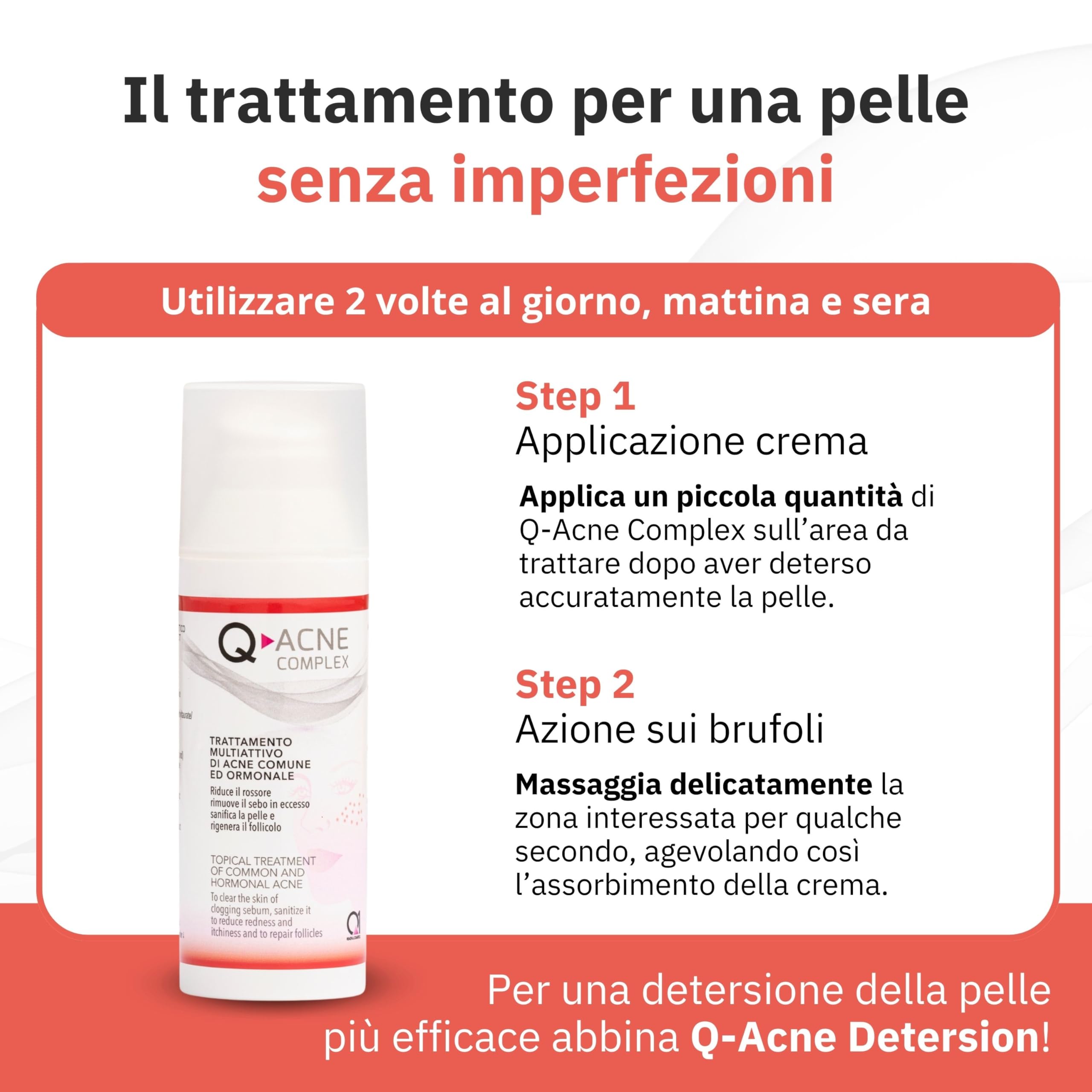Q1 Q-Acne Complex, Crema Anti Acne con Acido Salicilico, per Viso | Rimuove brufolo e rossore | Trattamento per acne giovanile ed ormonale, 40ml