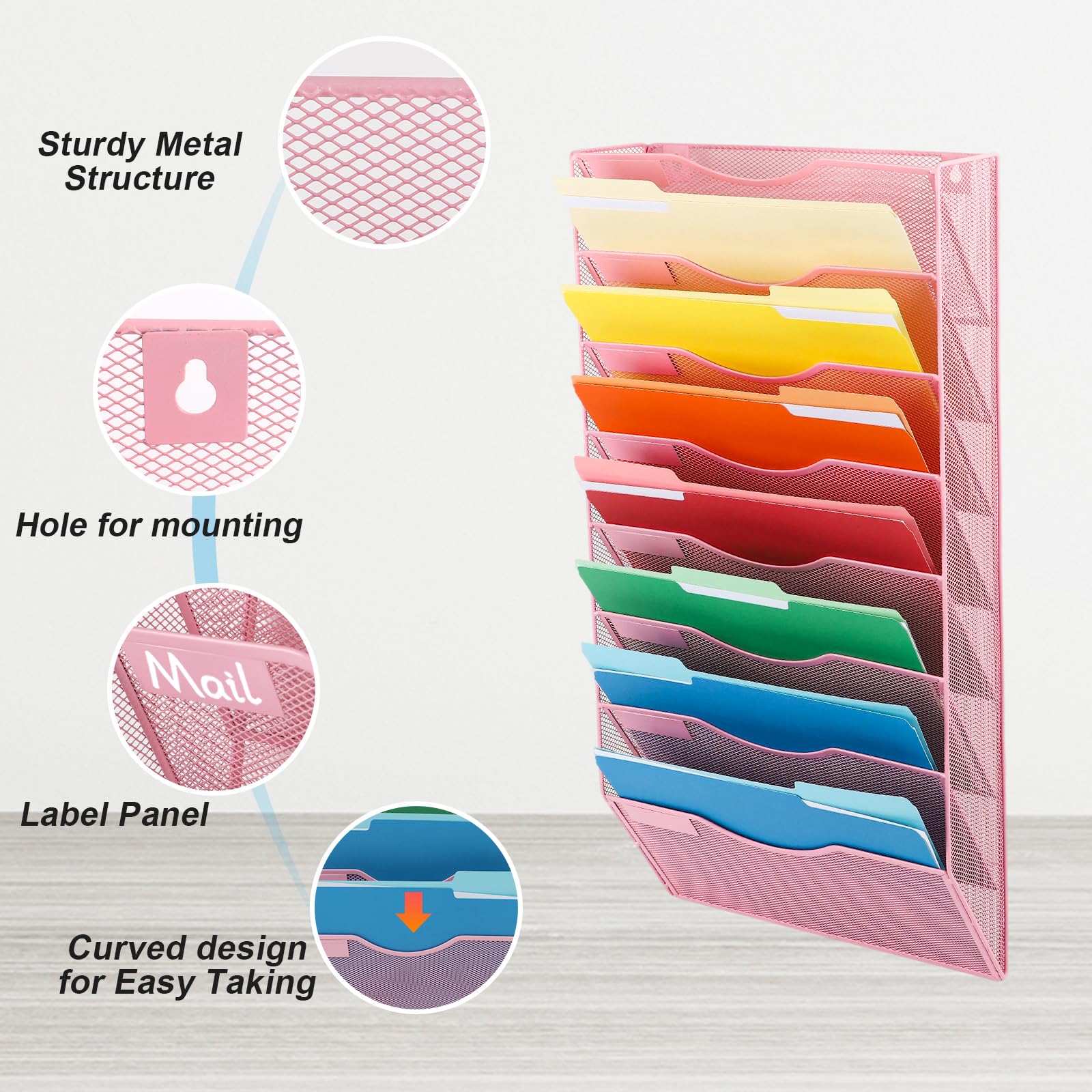 Easepres 3 Pocket Mesh Hanging Wall File Organizer Wall Mounted | INDIA - View #4