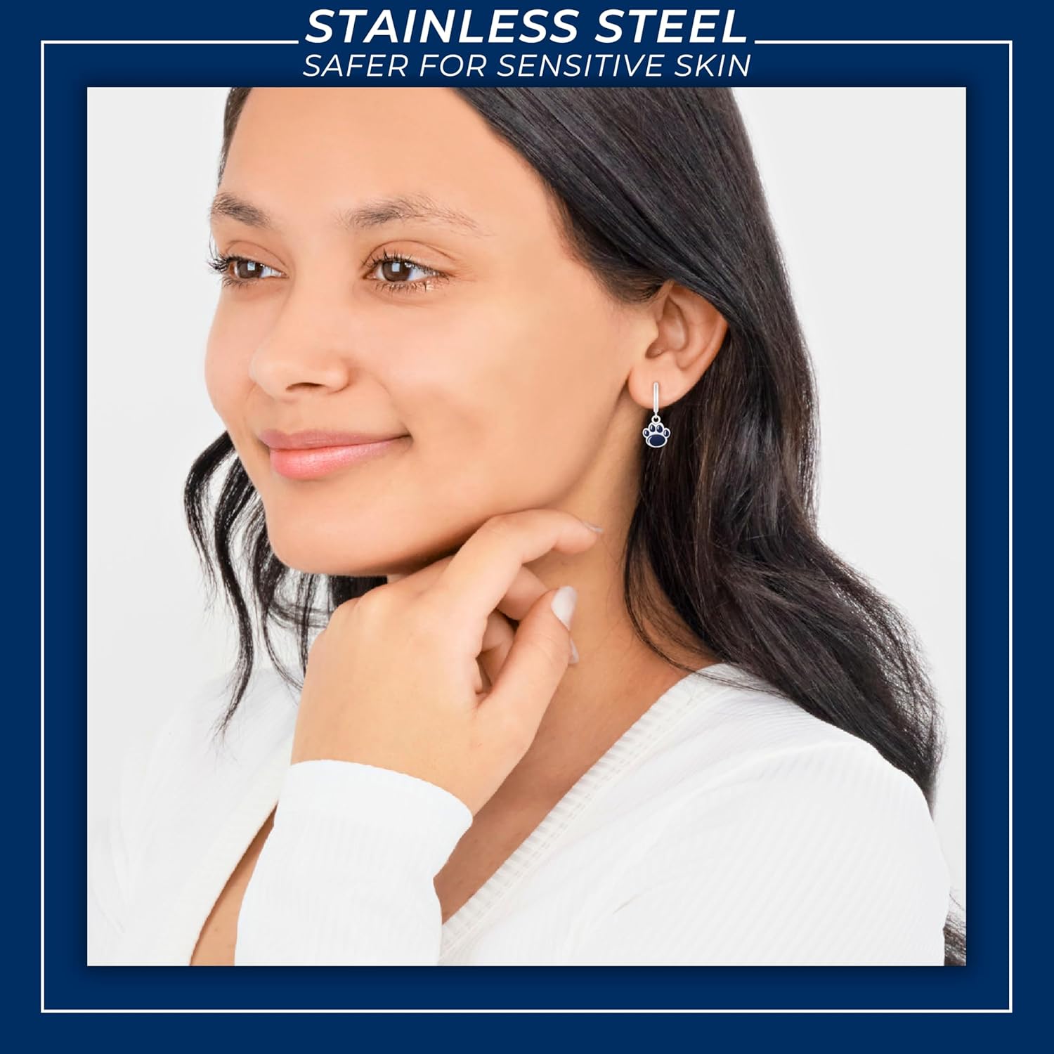 Stone Armory Earrings for Penn State University Jewelry Gifts for Women, Graduation – Stainless Steel Skin-Friendly Penn State Nittany Lions Earrings 18K Gold Finish Penn State Paw Hoops