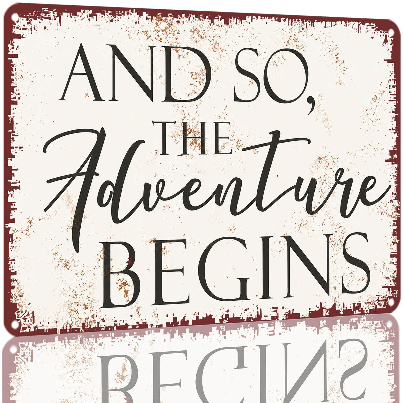 Kwqdozf As Pic Vintage 8X12 Inch Metal Aluminum Sign And So The Adventure Begins Retro Dec