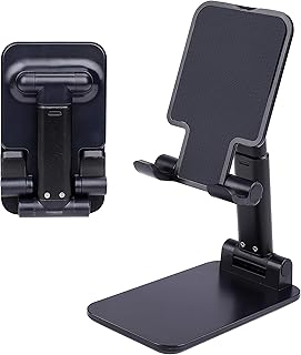MengH-SHOP Soporte para Teléfono Móvil Soporte de Escritorio Móvil Plegable Teléfono Multi-Angulo Ajustable Soporte para Tablets Smartphone Negro-Azul