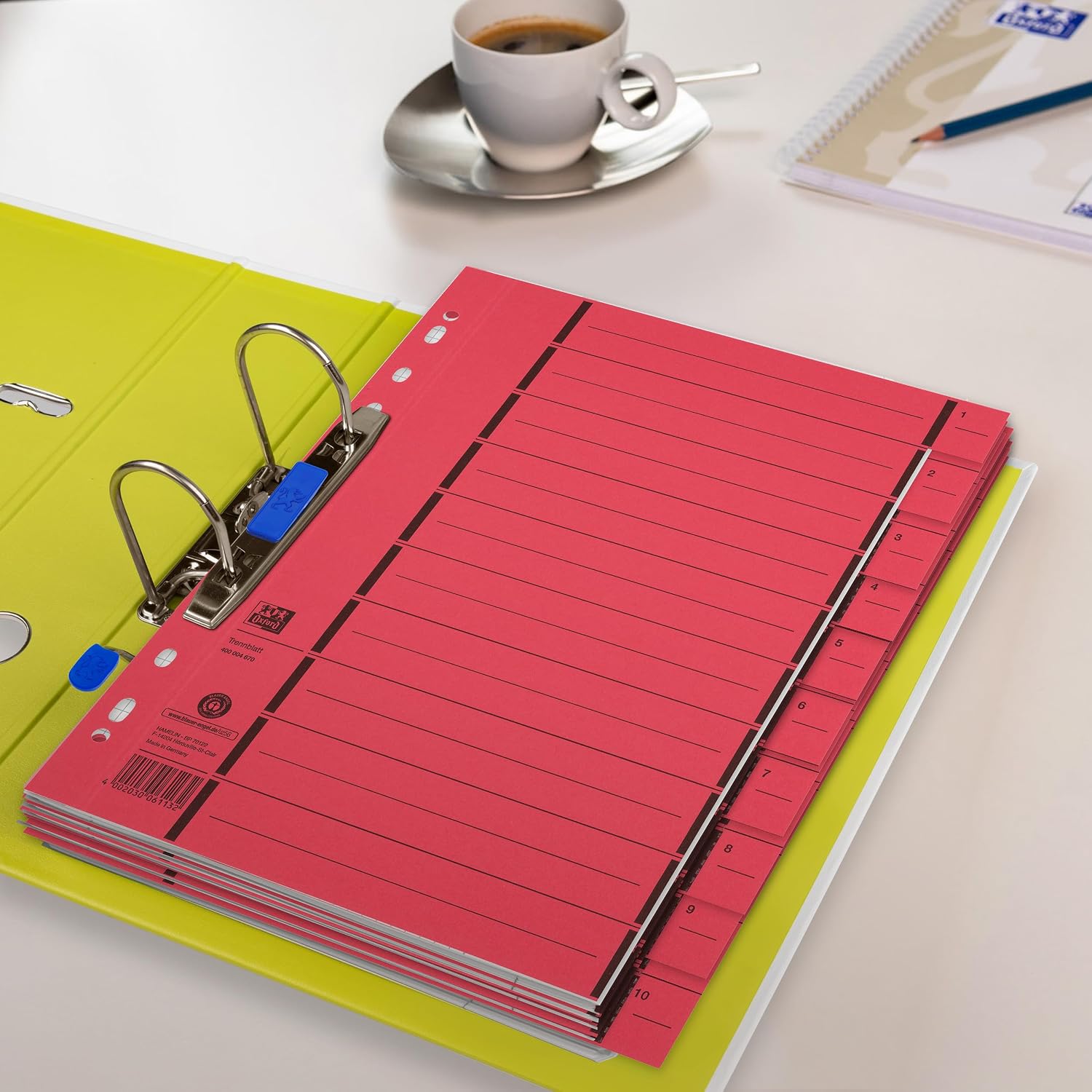 Elba 06456RO Reference Dividers with Perforation Numbered 1-10 Lined Application Folder Set of 100 Red