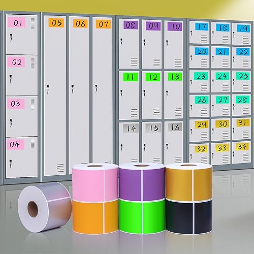 Miniatura 4 de PARLAIM 5 x 3 pulgadas, rectángulo permanente de código de color, 500 unidades de cinta cuadrada de inventario de caja móvil por caja dispensadora,