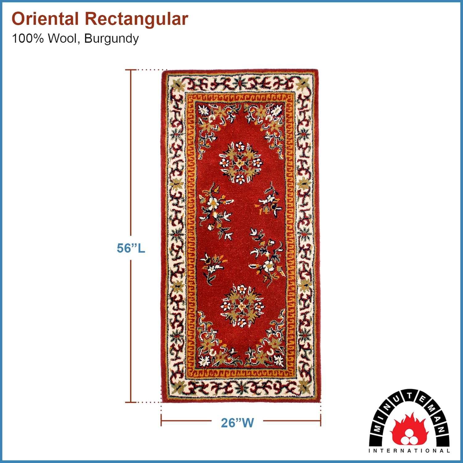 Minuteman International Burgundy, 56x26-in Oriental Rectangular Rug