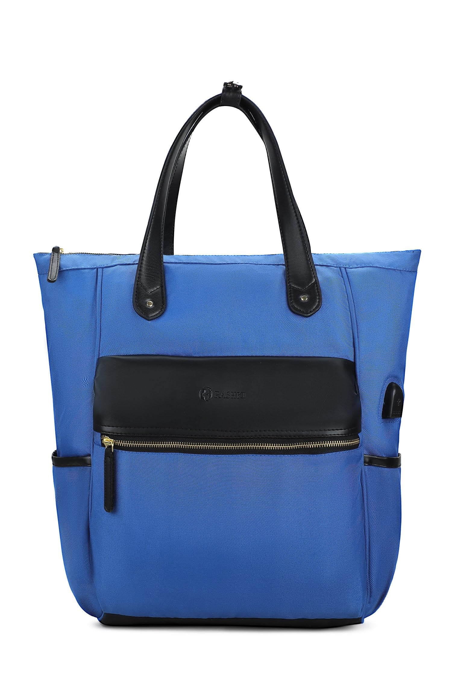 RASHKIBRIA Women tote bag | Convertible backpack Tote Bag |15.6" Laptop Bag | Office/Travel Bag (BLACK/BLUE)