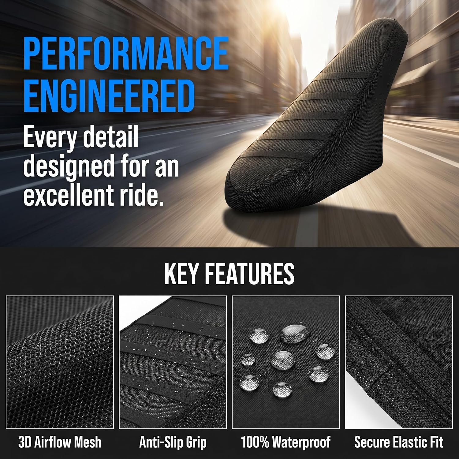 Non-Slip Seat Cover Compatible with Ridstar Q20/Q20 Pro/Q20 Lite, Waterproof Soft E-Bike Saddle Cover, Durable Leather Cushion Protector for Electric Bike, Black