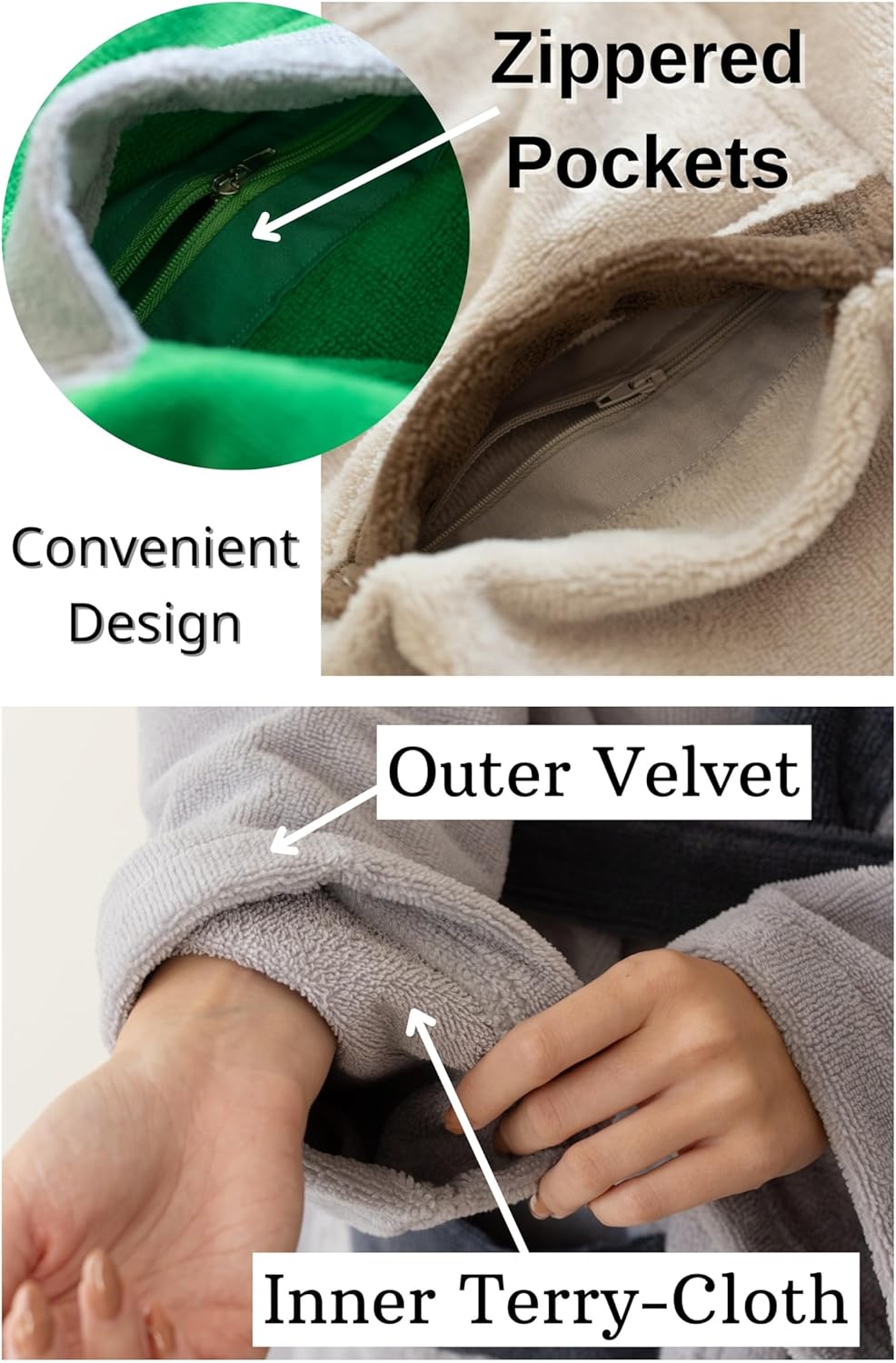 Luxury Two-Tone Robe for Womens & Mens | Premium Turkish Cotton Terry Cloth Bath Robes, Elegant Housecoats