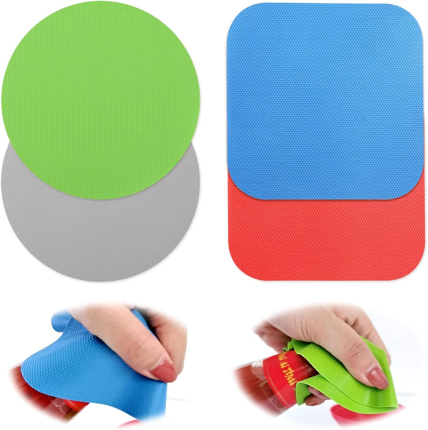 Feliciay 4pcs Rubber Jar Gripper Pads, Multifunctional Rubber Jar Gripper Pad Opener, Jar Grips