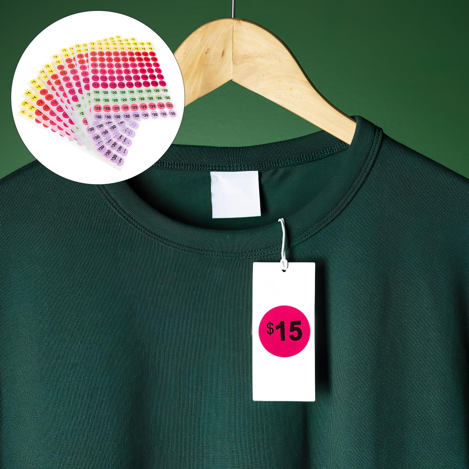 VILLCASE 1080pcs Garage Sale Stickers, 0.78 Round Bright Colors Label Stickers Market Pricing Stickers, Pre-Printed Pri-ce Stickers for Yard Sale, County Fairs