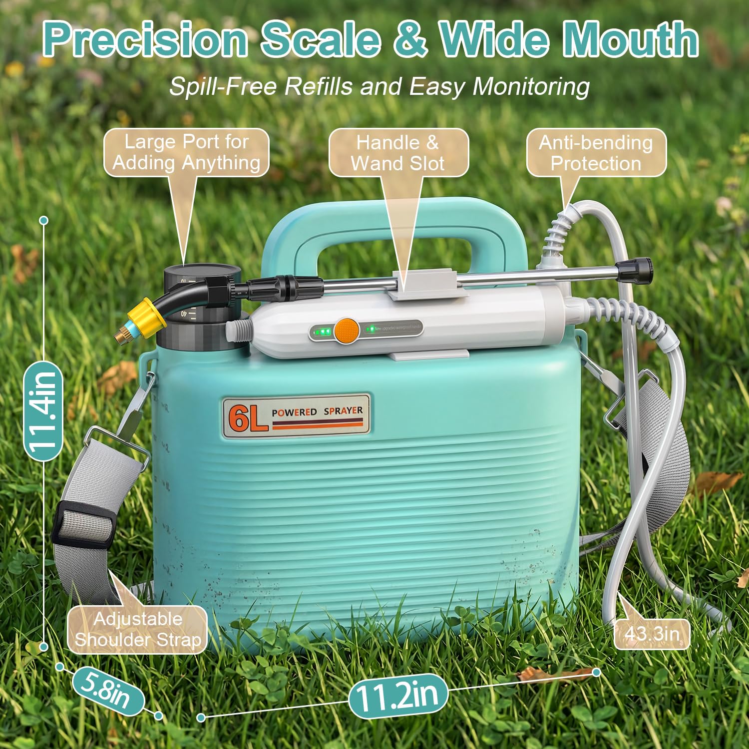 Spruzzatore da giardino alimentato a batteria, spruzzatore elettrico leggero per erbacce con bacchetta telescopica e ugelli regolabili, spruzzatore portatile per irrigazione delle piante, cura del