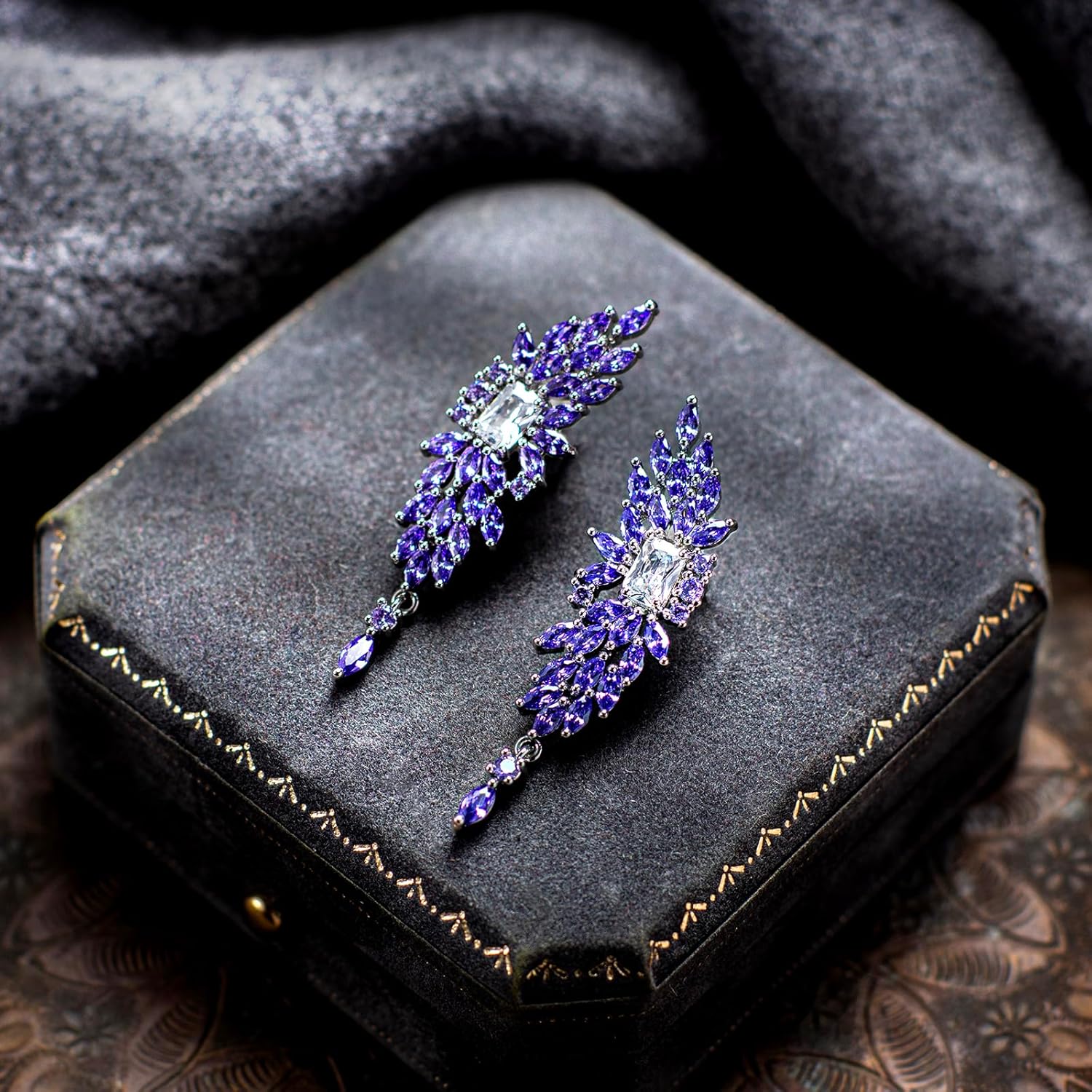 Wedding Earrings for Brides Crystal Stud Earrings for Women 925 Sterling Silver Post Cubic Zirconia Rhinestone Stud Earrings Ear Climber Earrings - Image 4