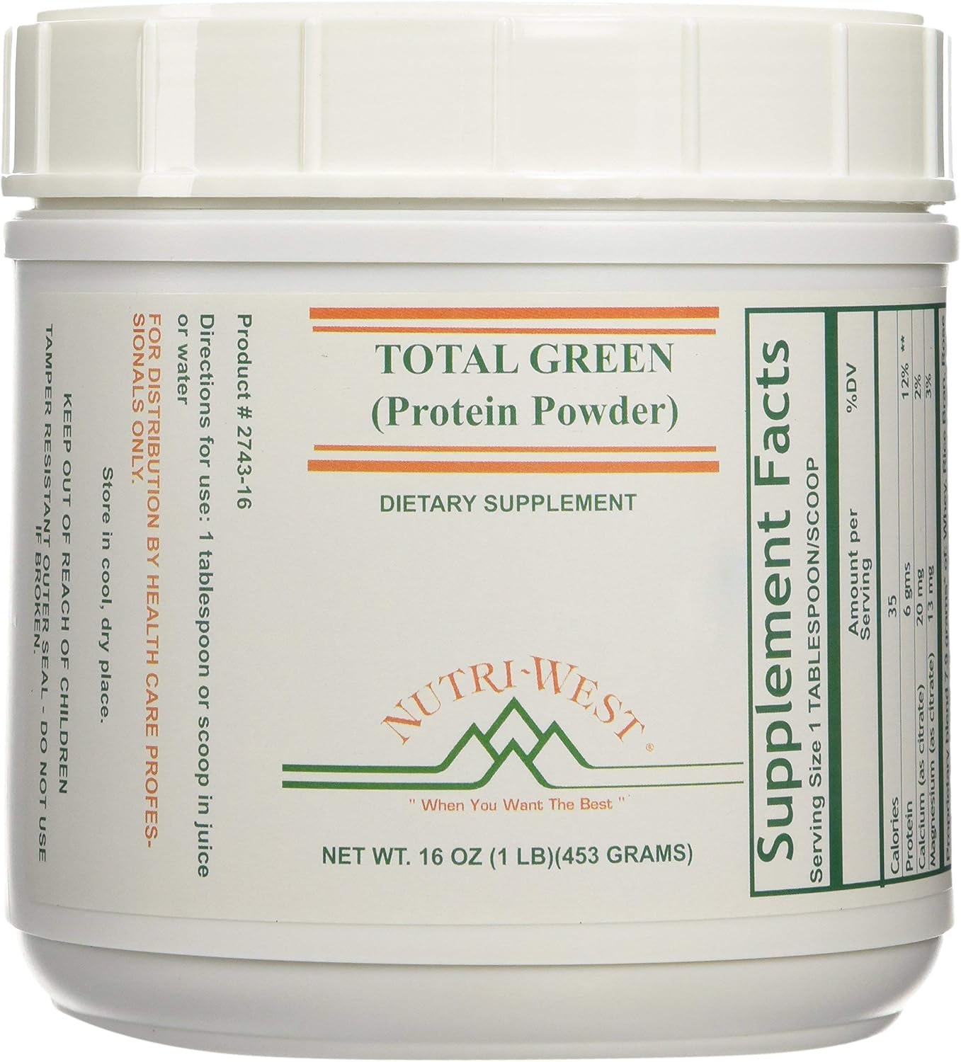 Nutri-West - Total Green Protein Powder - 16oz
