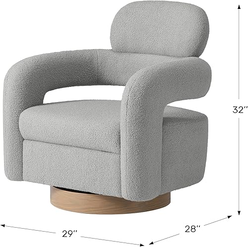 Miniatura 3 de WestinTrends Alexandria Mid-Century Modern Sherpa - Silla giratoria con diseño de barril dorado