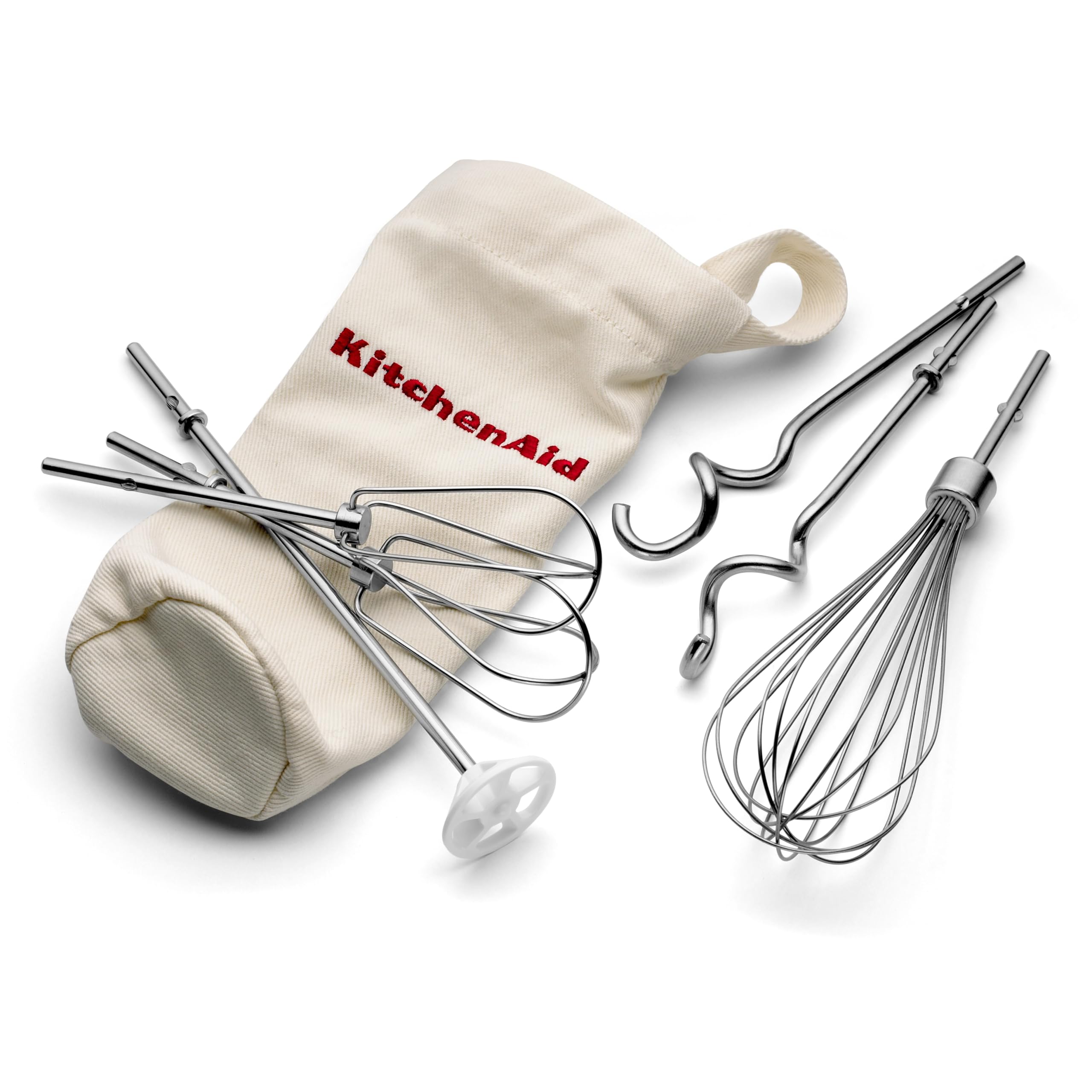 KitchenAid Batteur à Main 9 Vitesses, Moteur CC 85W Silencieux avec Démarrage Doux, 6 Accessoires – Fouets, Crochets & Tige, Cordon Pivotant, Sac de Rangement, Crème Amande