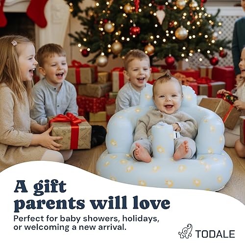 Miniatura 8 de Todale Asiento inflable para bebé de 3 a 24 meses, silla inflable con cinturón de seguridad, bomba integrada, silla de piso de regalo de Navidad