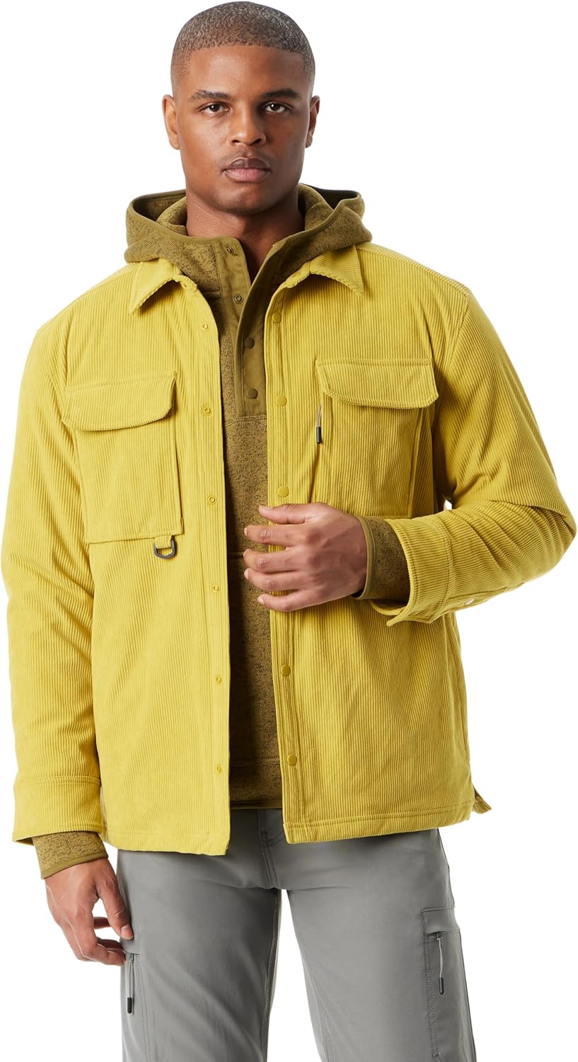 BASS OUTDOOR Men's Cordurory Snap Front Worker Shacket With 4 Usable Pockets Standard