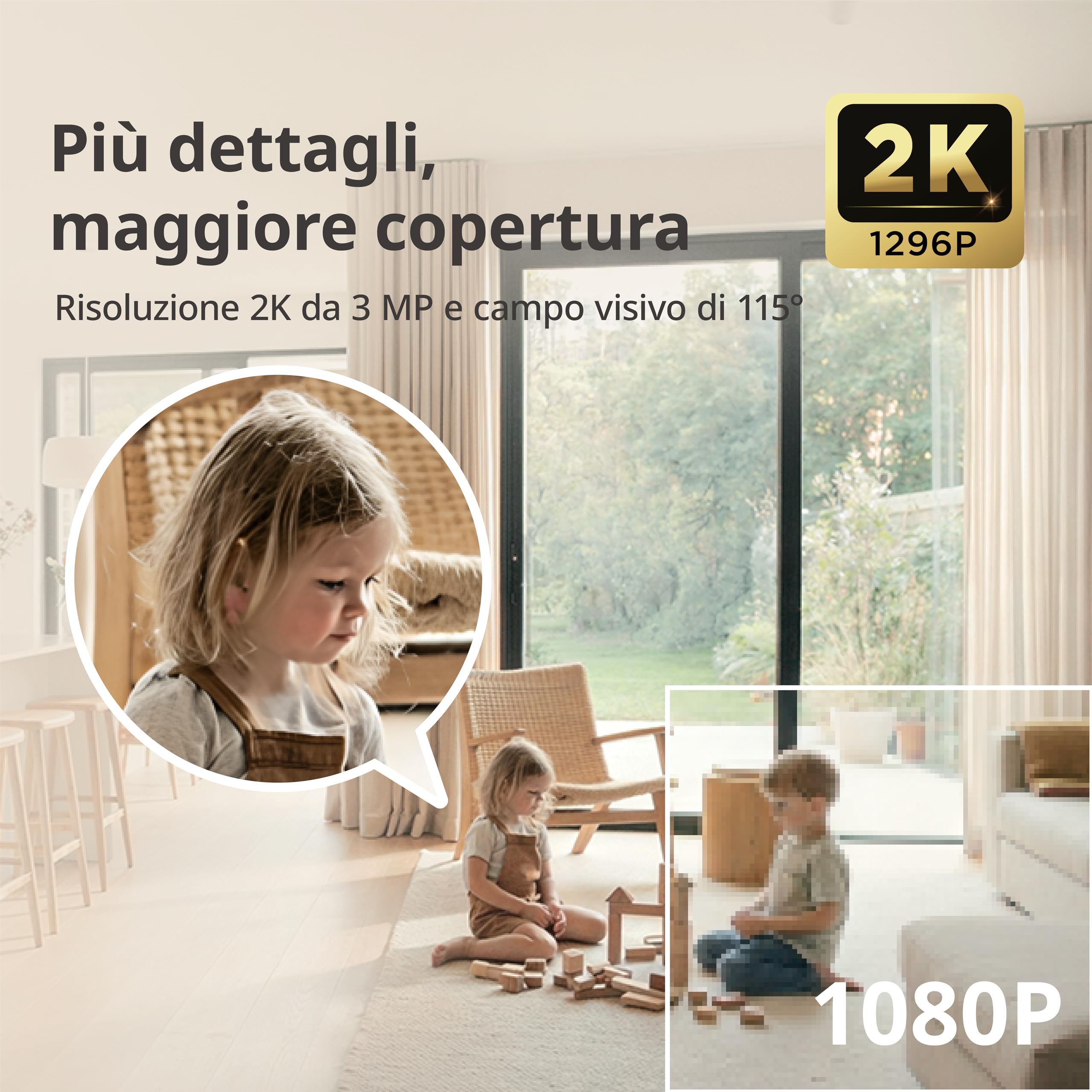 D-Link DCS-6012 Telecamera Wi-Fi Interna 2K, Rilevamento Persone AI, Avvisi Audio e Movimento, Visione Notturna, Audio Bidirezionale, Sicurezza WPA3, Cloud 1 Anno, Alexa e Google