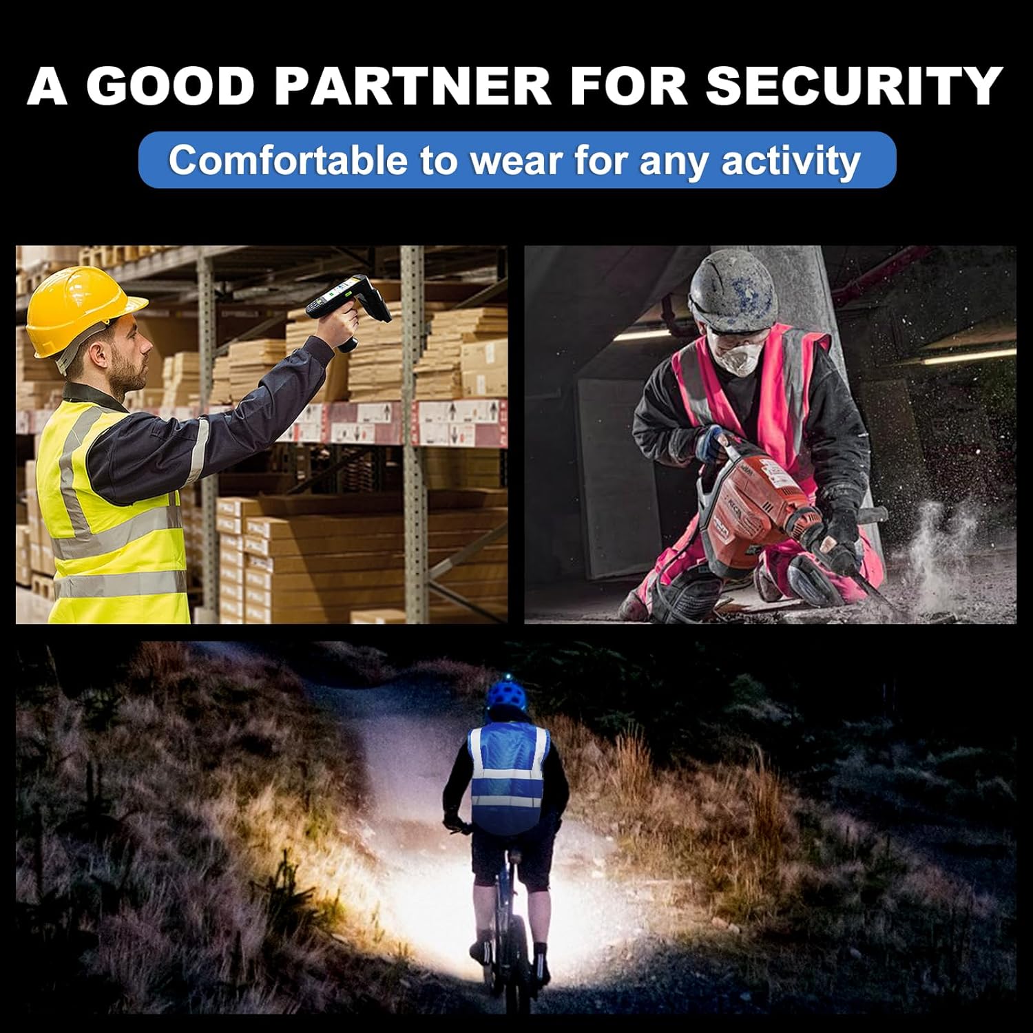 10 Pack Neon Reflective Safety Vests,Blue High Visibility Construction Vests, ANSI Certified Work Vest for Men Women - Image 7