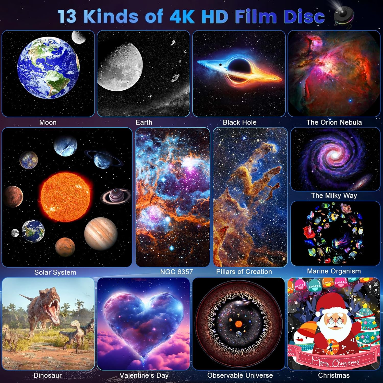 Galaxy Star Projector, 13 in 1 Planetarium Projector Space Ceiling Nebula Starry Sky Night Light with Light Strip, Dynamic Meteor Effect. Home Theater Living Room Decor for Kid Adult Gift