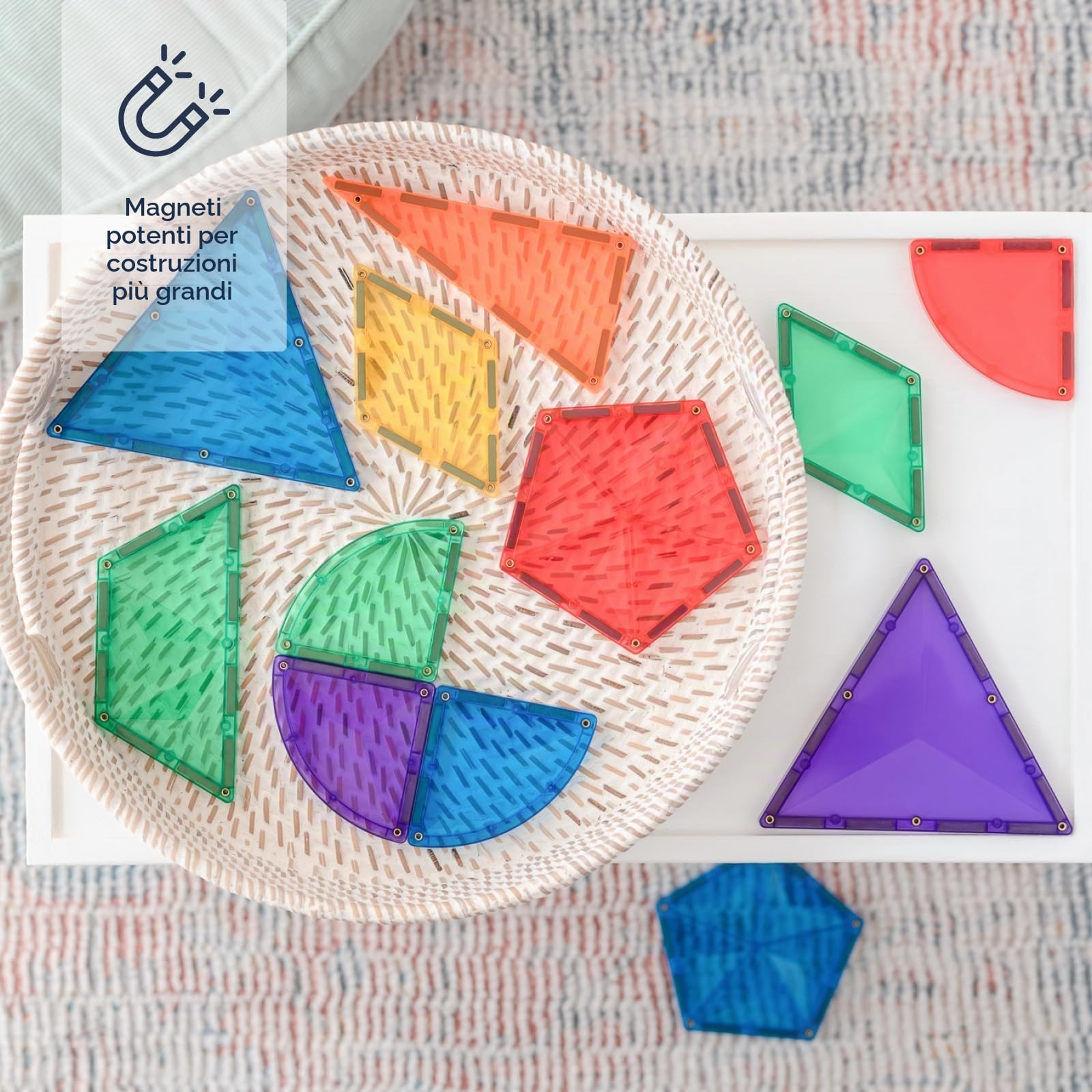 CONNETIX Piastrelle Magnetiche Arcobaleno Pacchetto Forma, 36 Pezzi