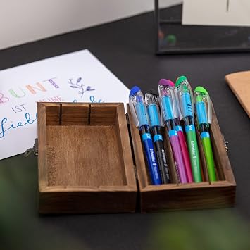 Schneider Slider Basic XB (Extra Broad) Ballpoint Pen, 1.4 mm, Transparent Barrel, Assorted Ink Colors, Pack of 8 Pens (151298)
