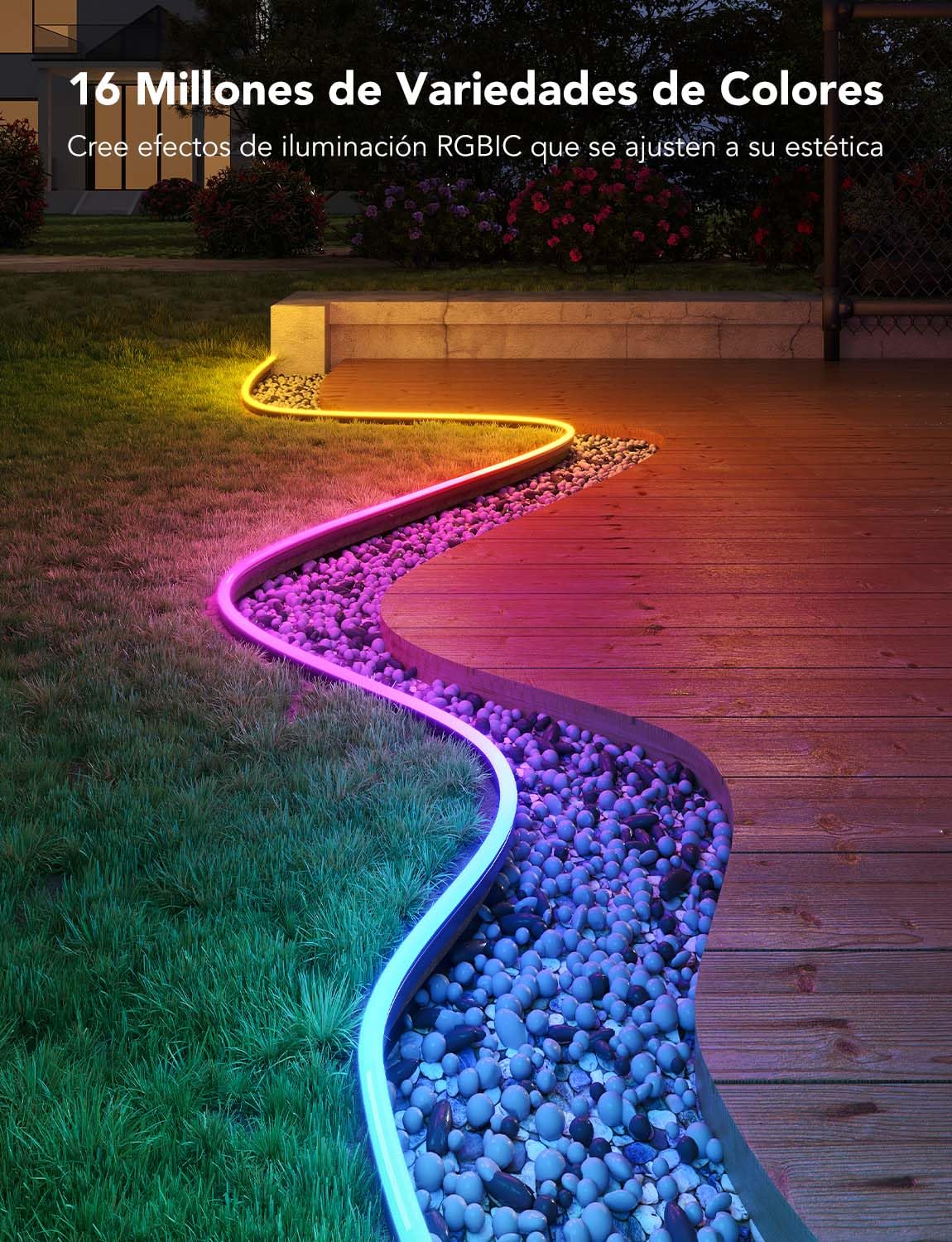 Govee Tira de LED de Neón 10M, RGBICW Tira de LED, App&WiFi Control, IP67 | 16M Colores DIY, 64+ Modos de Escenas, Sync Música, Alexa y Google Assistant, Instal. Fácil, Jardín/Patio/Muros/Camino