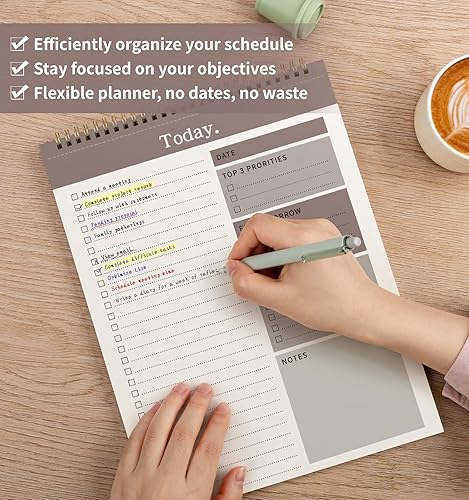 Miniatura 5 de Bloc de notas de lista de tareas, 52 hojas sin fecha (8.5 x 11 pulgadas), planificador diario impreso a doble cara para el trabajo, hogar, escuela,