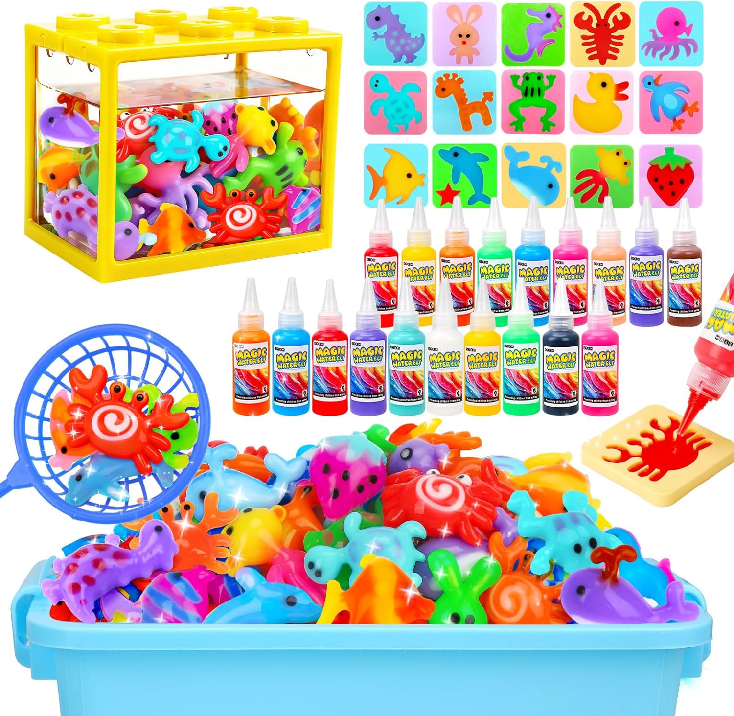 Aqua Fairy Water Gel Kit for Kids, Magic Water Elf Toy Kit with 20 Magic Gel &16 Shape Molds-DIY Magic Elf Kits Make Your Own Water Pets Arts and Crafts for Kids 4-6 7 8 9 10 Year Old Boys Girls Gifts