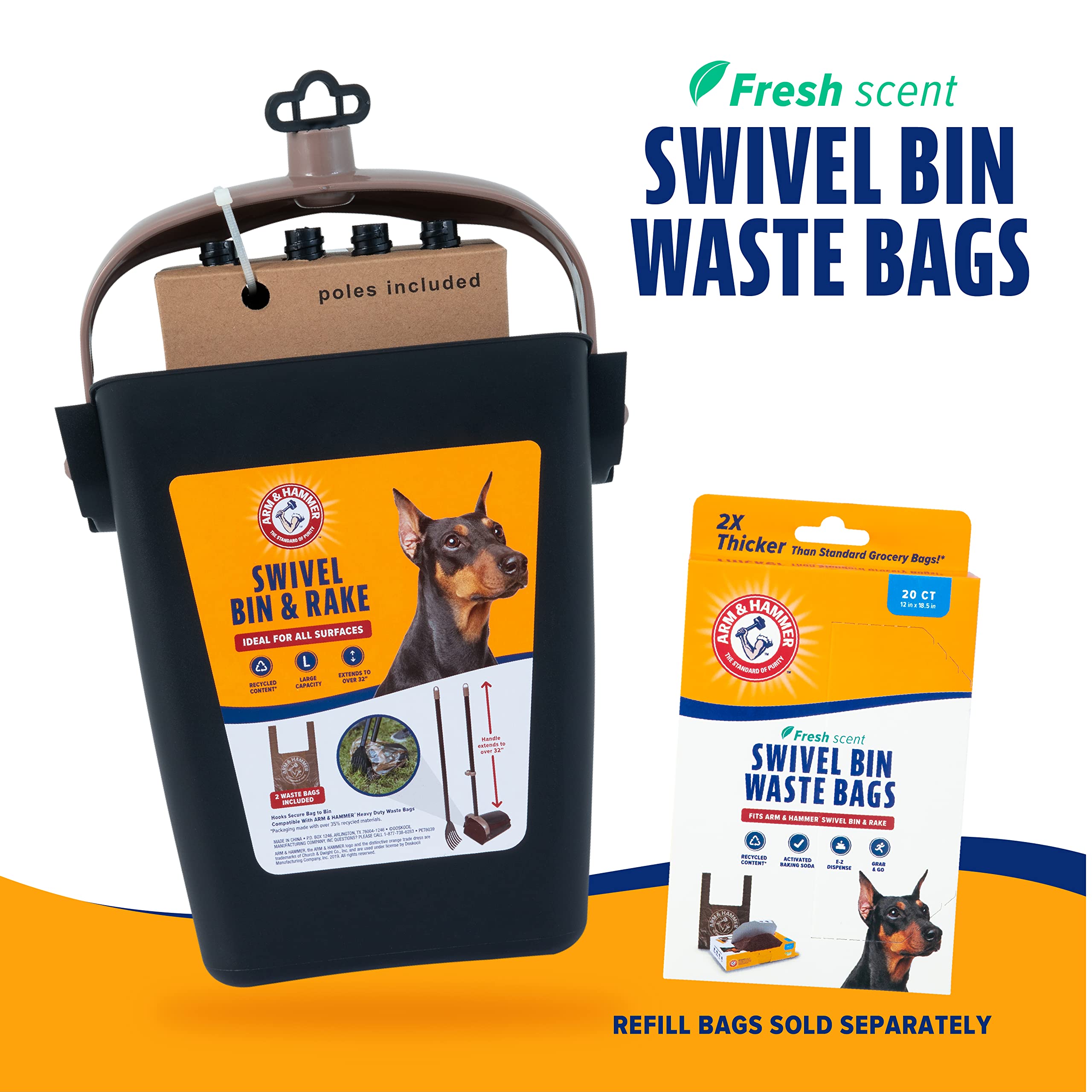 Buy Petmate Arm & Hammer Swivel Bin & Rake Pooper Scooper Waste