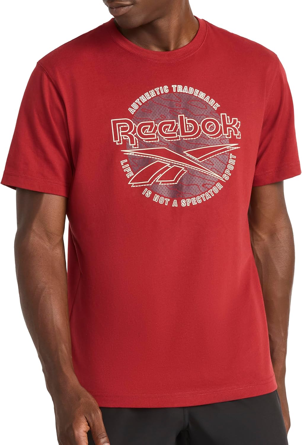 Reebok Mens Short Sleeve Graphic Crewneck T-Shirt, Standard Fit, Lightweight Cotton-Poly Fabric