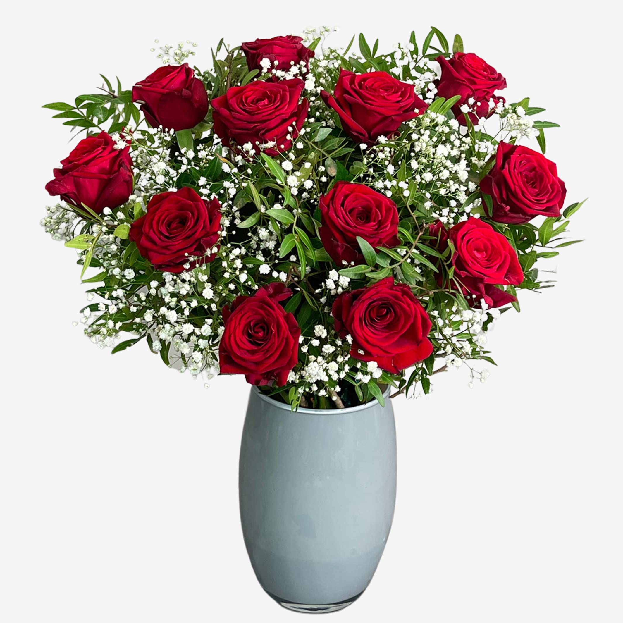 Dozen Red Roses Delivered On Valentines Day - Hand-Tied Fresh Flower Bouquet - Perfect for Valentine's Day, Birthdays, Anniversaries, and Special Occasions