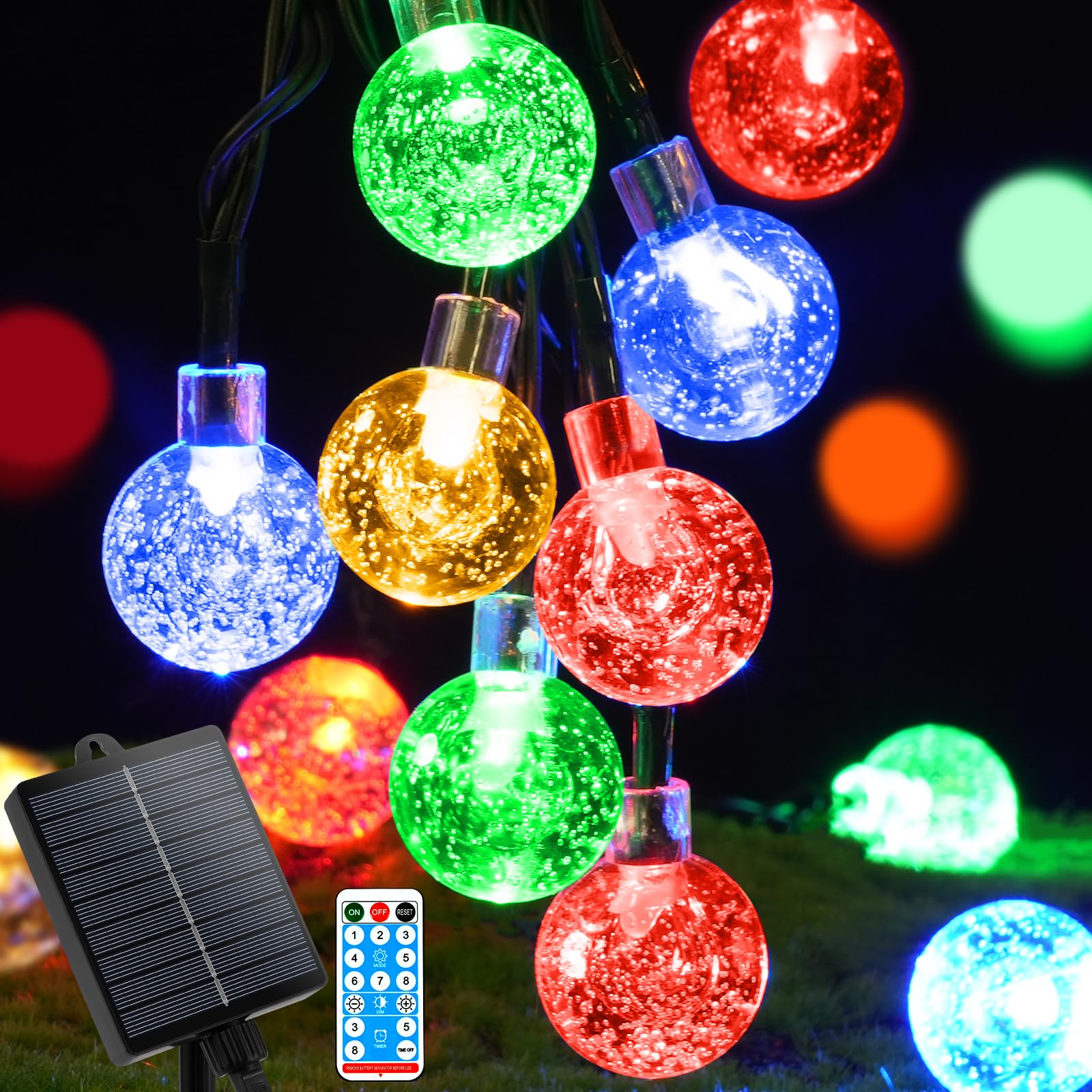 AUAUY Solar String Lights, 11M/36FT 60 LED Globe Fairy Lights