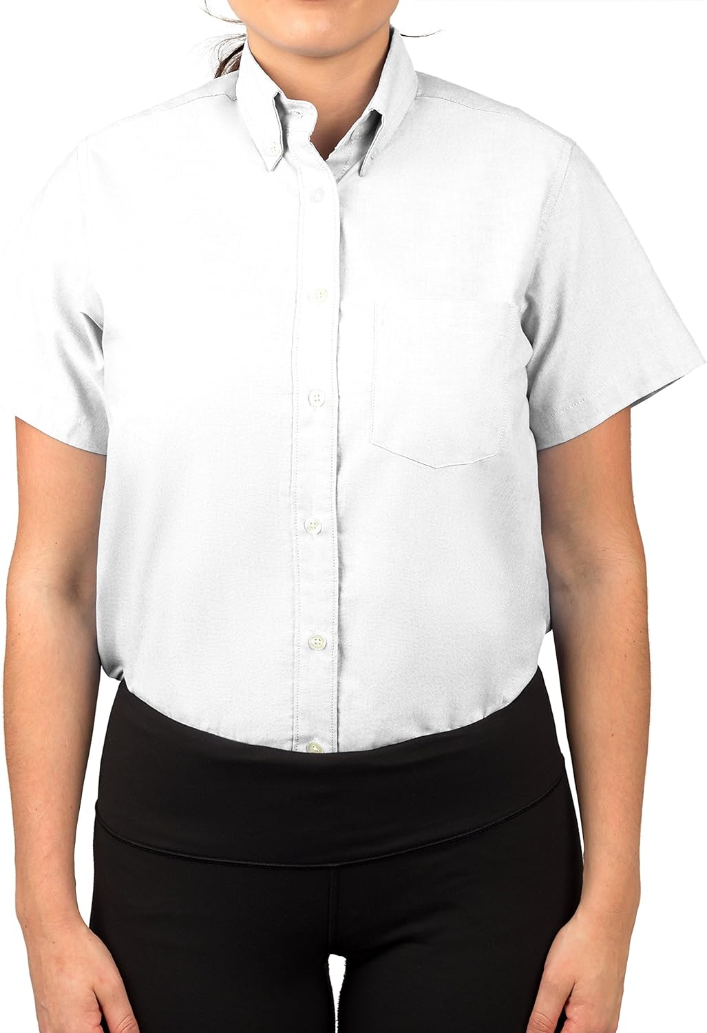 KNG Women’s White Button Down Short Sleeve Oxford Shirt - Image 8