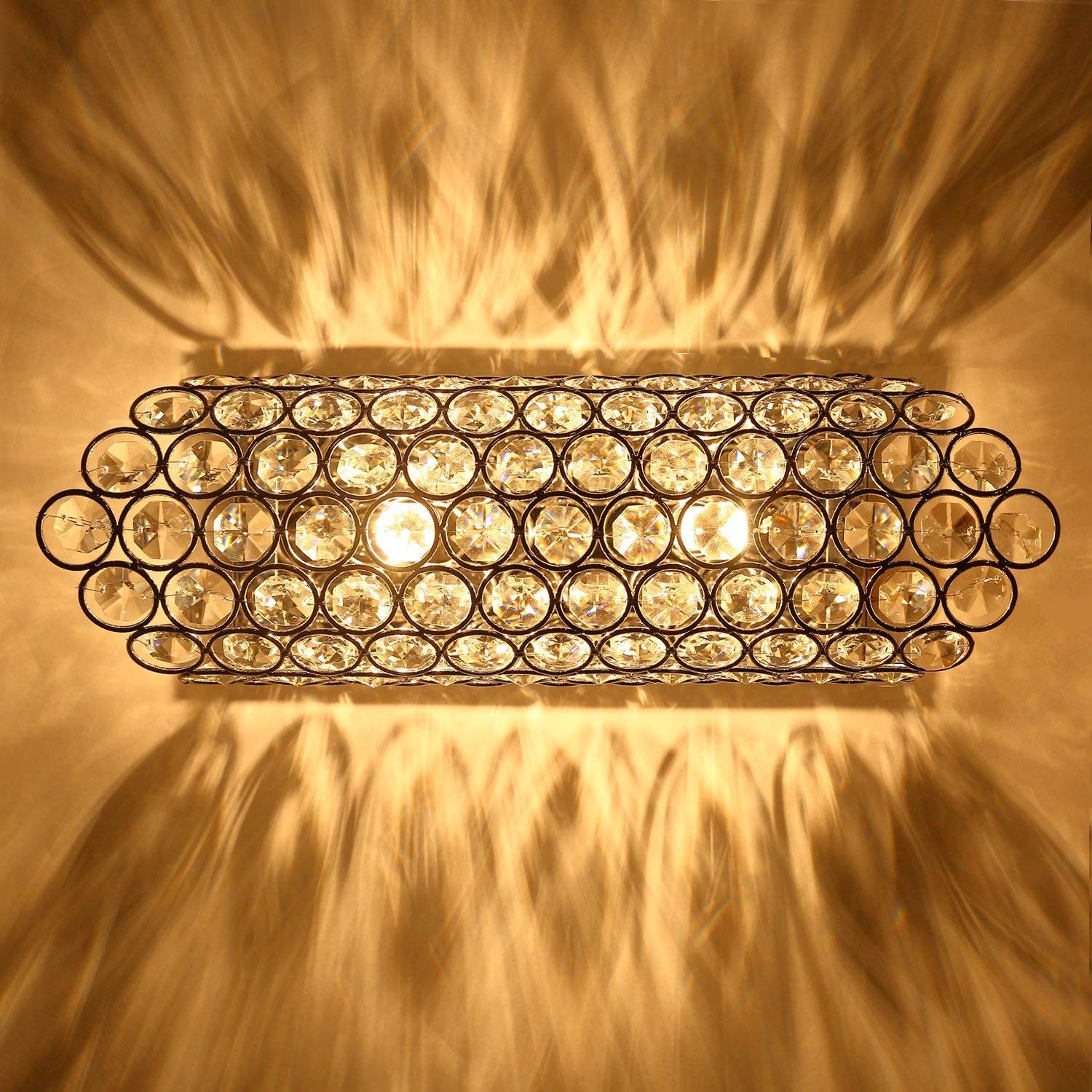 HDZWW Modern Crystal Wall Light,Polished Chrome Finish,Femony 2-Light Wall Light Fixtures for Living Room Bedroom,Hallway and Bathroom