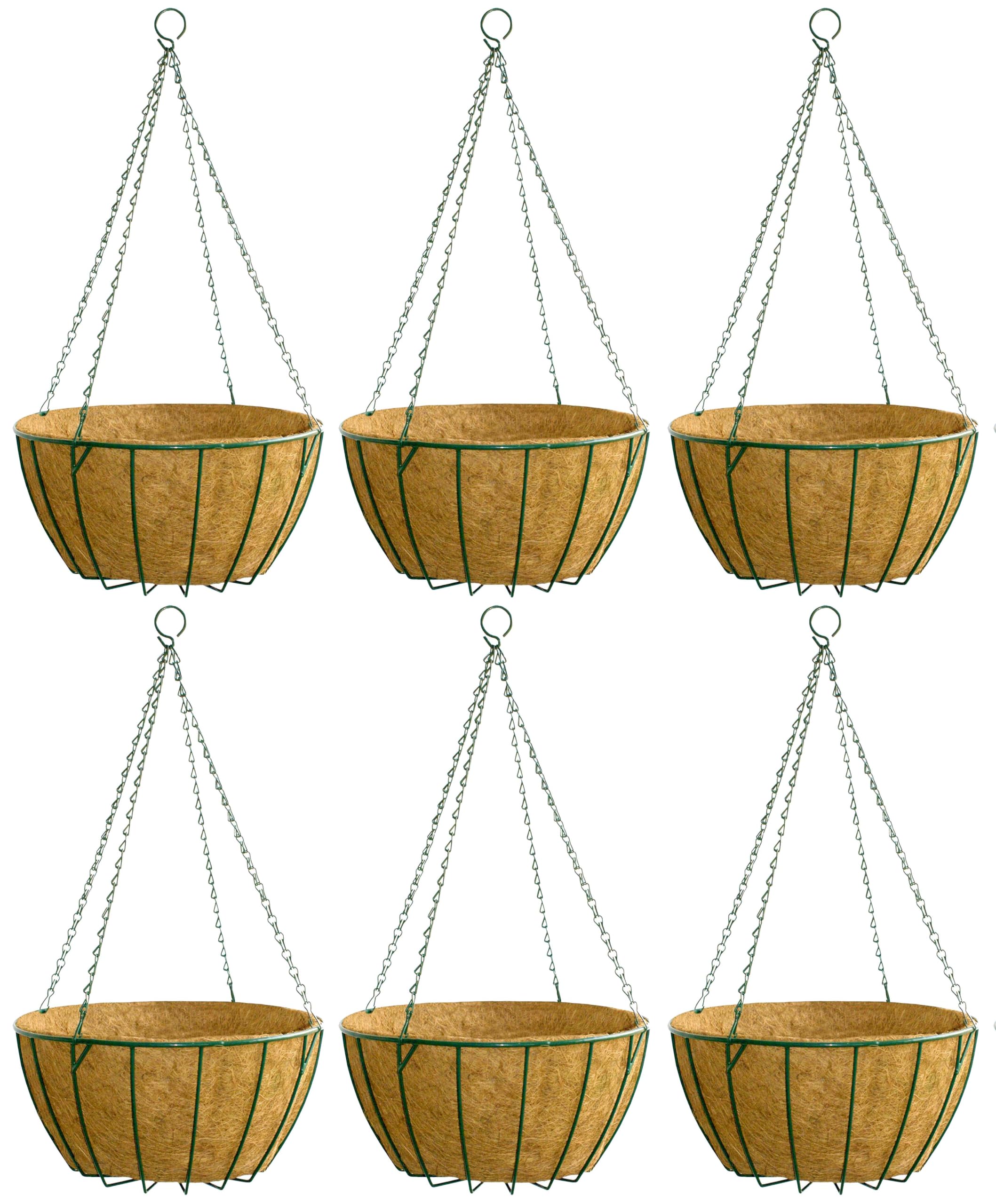 GARDEN KING- 12 INCH Coir Hanging Planter Basket with Chain, Hanging Basket with Coco Liner, Classic Coir Hanging POTS for Home and Garden (Set of 6 Pcs, Green) (B07S63P6M4) Amazon Price History, Amazon Price Tracker