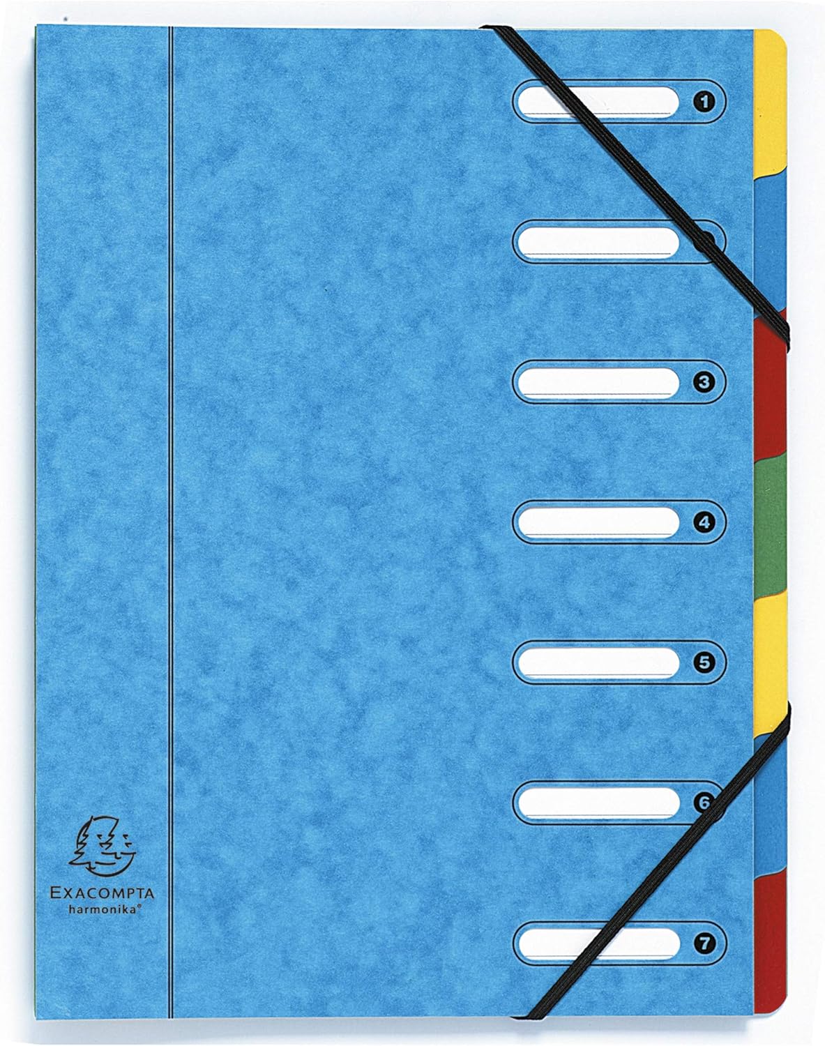 Exacompta Harmonika Multipart File, Expanding Spine, A4, 7 Sections - Assorted Colours, Pack of 8