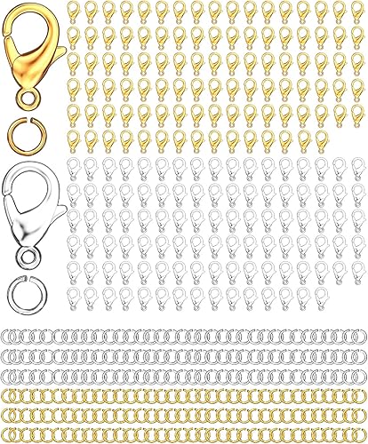 Juego de 700 cierres de pinza de langosta y anillos de salto abiertos, cierres de langosta para hacer joyas, collares, broches, pulseras, cierres de