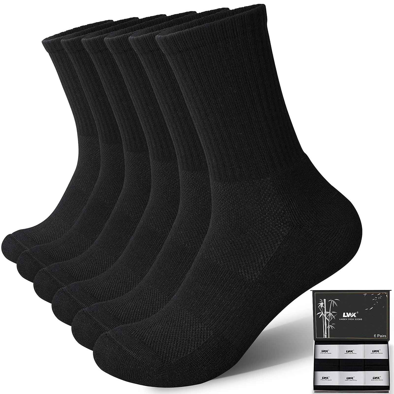 LWK Men's Bamboo Viscose Athletic Crew Socks