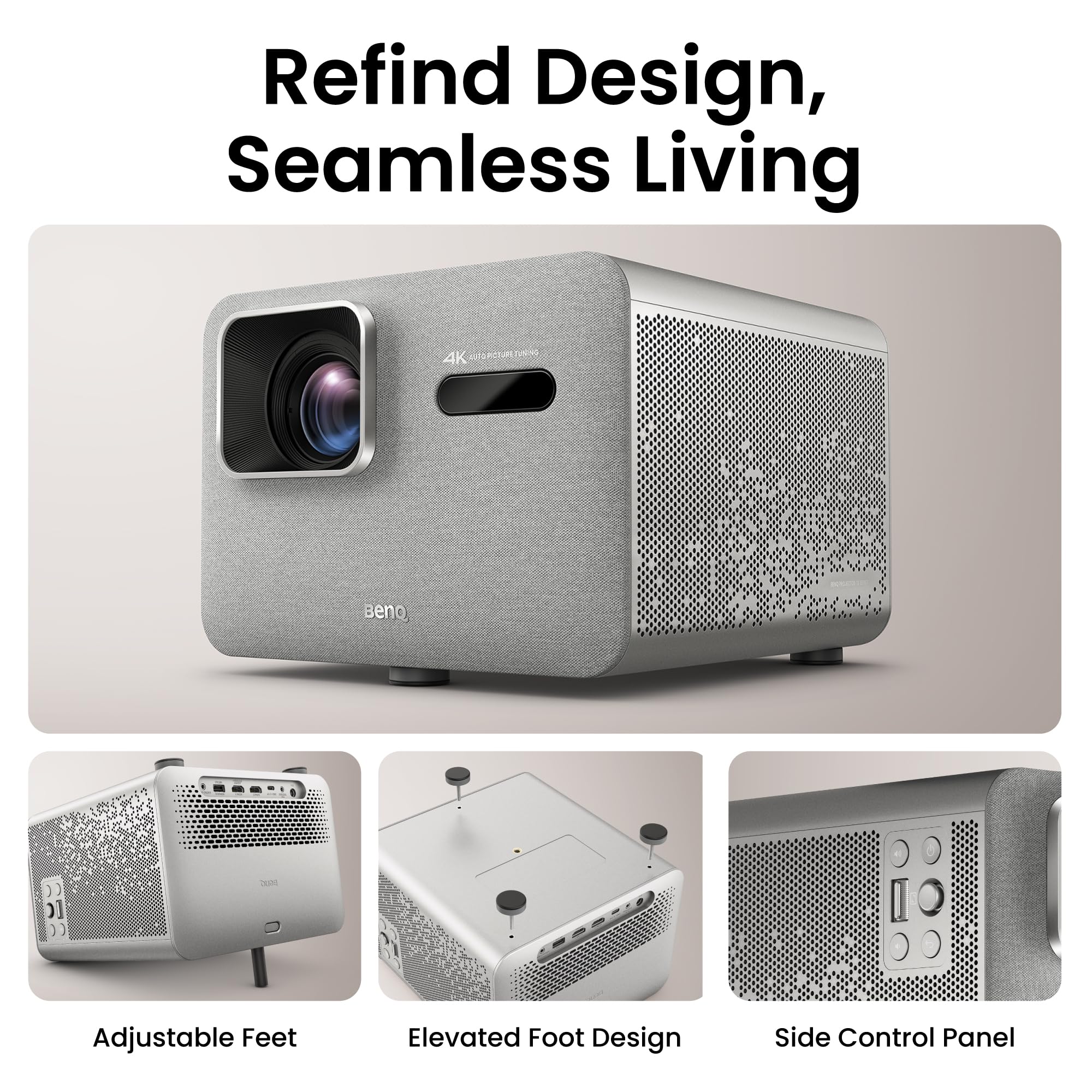 BenQ TK705i Vidéoprojecteur 4K HDR Home Cinéma, 3000 lumens ANSI, Google TV, Netflix, faible latence, ajustement auto de l’image, zoom optique, Bluetooth, MEMC, HDR10+, Vidéoprojecteur Silencieux,Gris