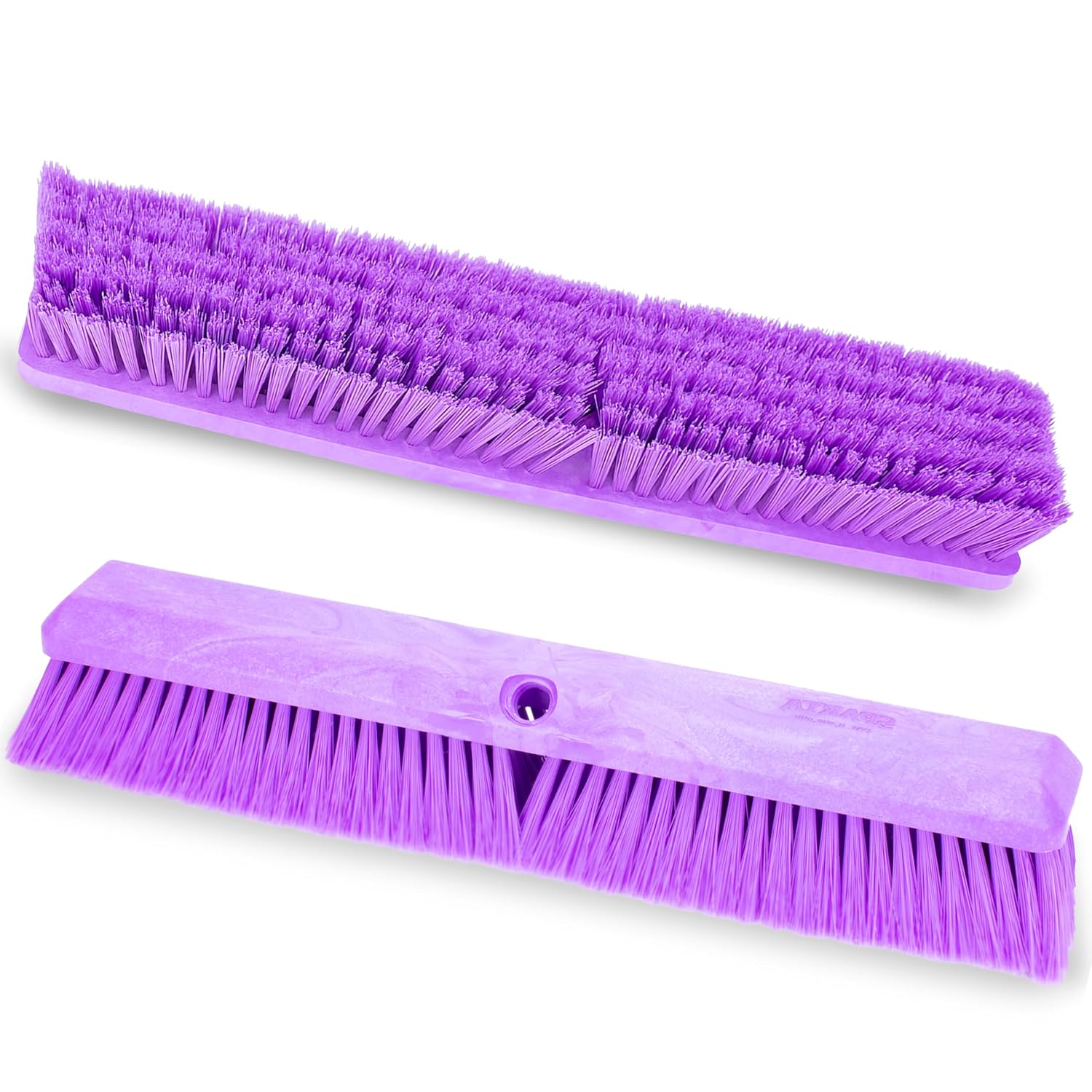 SPARTA Omni Sweep Plastic Push Broom Head, Heavy Duty, Industrial Broom With Color Code System For Outdoor, Indoor, Garage, Concrete, Patio, Kitchen, Bathroom, 18 Inches, Purple