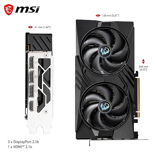 msi NVIDIA GeForce RTX 5060 8G Gaming OC Scheda Grafica Gaming GDDR7 128 bit, frequenza boost fino a 2625 MHz, PCIe Gen 5, DLSS 4, 3x DP 2.1, 1x HDMI 2.1, ATX - 6